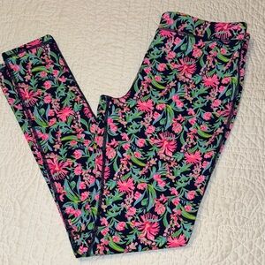 Lilly Pulitzer Navy and Pink Floral Leggings